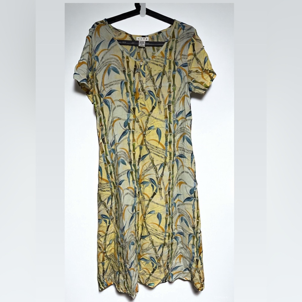 Bamboo Print Short Sleeve Dress